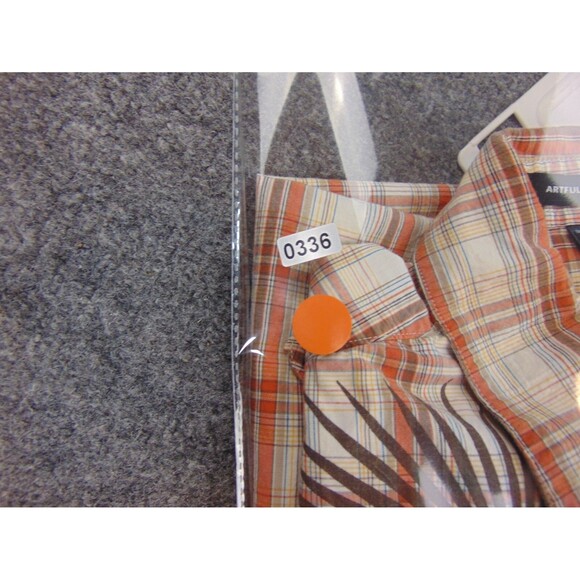 Artful‎ Dodger Shirt Mens Med Orange White Plaid Western Pearl Snaps - Picture 10 of 10